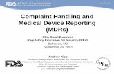 Complaint Handling and Medical Device Reporting (MDRs)
