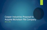 Cooper Industries Proposal to Acquire Nicholson File Company