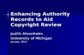 Enhancing authority records to aid copyright review