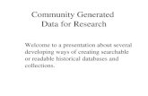 Community Generated Databases for NY State History Conference 2013