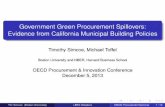 OECD workshop on measuring the link between public procurement, R&D and innovation. "Government Green Procurement Spillovers: Evidence from California Municipal Building Policies".