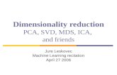 Dimensionality reductionPCA, SVD, MDS, ICA, and friends