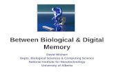 Between Biological and Digital Memory       Prof David Wishart