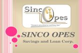 Sinco opes stock savings and loan corp