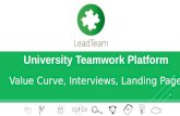 LeadTeam Start-up : step 6 Value Curve and Landing page