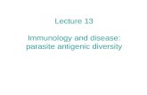 Lecture 13 Immunology and disease: parasite antigenic diversity