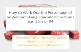 Working Out Percentages Using Equivalent Fractions