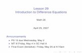 Lesson29   Intro To Difference Equations Slides