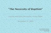 The Necessity Of Baptism