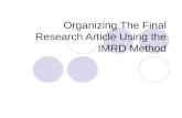 Organizing the final research article0 1