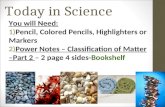 Classification of Matter Overview. Spring. Day 2