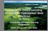 Observations from Promoting Sustainable Hydropower Best Practices