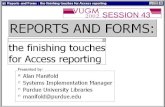 Reports and Forms: the finishing touches for Access Reporting (on the Voyager ILS)
