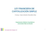 Ley financiera de Capitalización Simple. Matemáticas Financieras