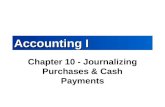 Journalizing Purchases & Cash Payments