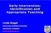 'Early intervention: Identification and Appropriate Teaching' by Professor Linda Siegel