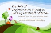The Role of Environmental Impact in Building Material’s Selection