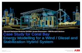 Case study for CORAL BAY energy modelling for a WIND DIESEL and stabilization hybrid system