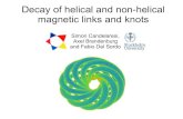 Decay of helical and non-helical magnetic links and knots