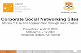 Acis 2009 Richter Riemer - Corporate Social Networking Sites Modes of Use and Appropriation through Co-Evolution