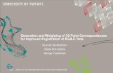 Generation and weighting of 3D point correspondences for improved registration of RGB-D data