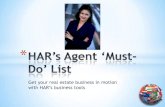 HAR Agent Must-Do List