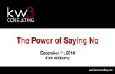 Power of Saying No (By KW3 Consulting)