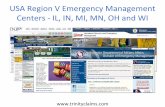 USA Region V Emergency Management Centers - IL, IN, MI, MN, OH and WI
