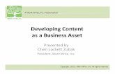 Developing Content as a Business Asset, by Cheryl Lockett Zubak