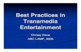 Best Practises in Transmedia Entertainment - Christy Dena