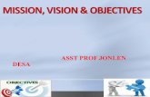 Mission, Vision & Objectives- Asst Prof. Jonlen DeSa