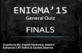 Enigma 2015: General Quiz mains