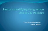 Factors modifying drug action, efficacy & potency  b 20