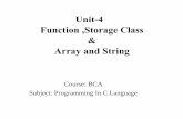 function, storage class and array and strings