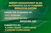 Project ppt review on energy management in an automated solar powered irrigation system