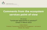 Comments from the ecosystem services point of view