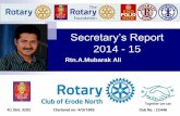 Rotary Club Of Erode North - GOV Secretary Report