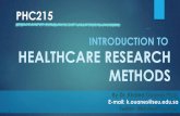 INTRODUCTION TO HEALTHCARE RESEARCH METHODS