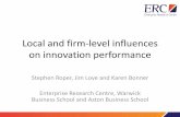 Local and firm level influences on innovation performance. Jim love. ERC Understanding Small Business Growth Conference 2015