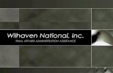 Wilhaven National, Inc. Final Affairs for Executors
