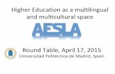Higher Education as a multilingual and multicultural space