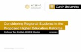 Considering Regional Students in the Proposed Higher Education reforms
