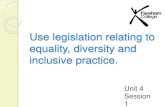Unit 4 pp   Use legislation relating to equality, diversity and inclusive practice.