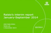 Raisio's interim report January-September 2014