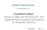 Shift work and cancer. Public PhD. trial lecture for Jakob Hønborg Hansen.