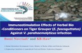 Immunostimulation effects of herbal bio  conditioners on tiger grouper (e. fuscoguttatus) against v. parahaemolyticus infection