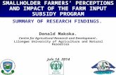 Farmers’ perception and village-level experiences, Donald Makoka (LUANAR)