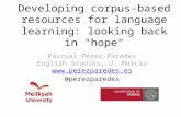 Developing corpus-based resources for language learning: looking back in "hope"
