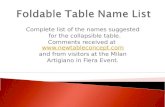 Foldable Table Name List
