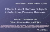 PR 15-149 (+) Ethical Use of Human Subjects in Infectious Disease Research - Ebola Outbreak